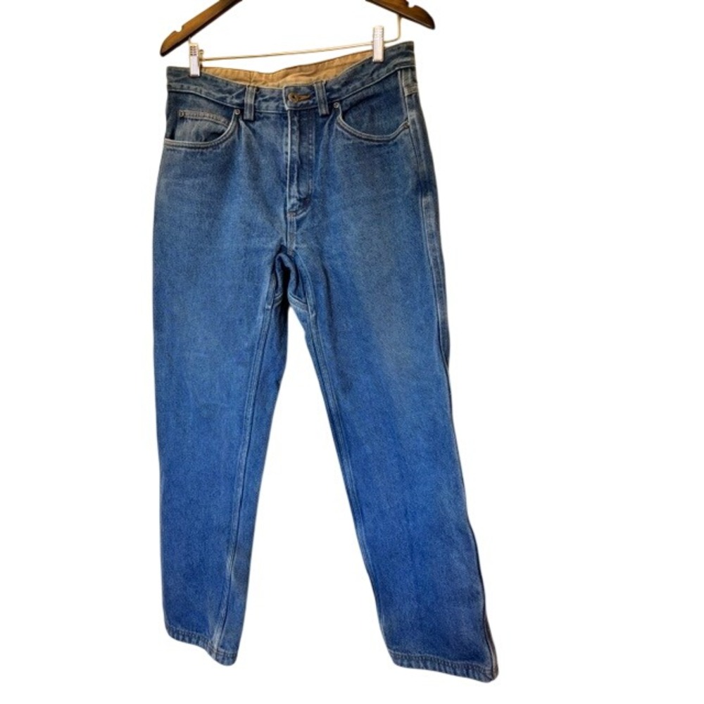 Duluth Trading Co Flannel Lined Relaxed Fit Jeans Blue Plaid 32x30 Work Pants